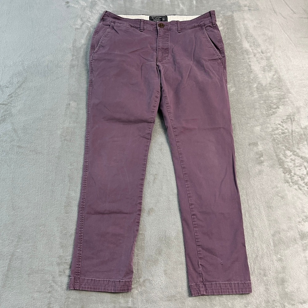 Abercrombie & Fitch Langdon Slim Chino Pants Mens 32x30* Purple Stretch Trousers